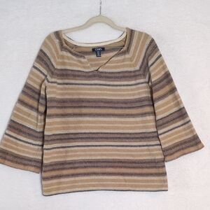 CHAPS Women's Brown Thick Knit Wide Sleeve Shirt Size‎ S